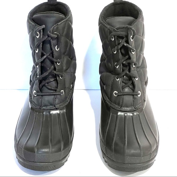 Sperry Quilted Gosling Closed Toe Mid-Calf Waterproof Black Duck Boots - Size 9 - Picture 9 of 14